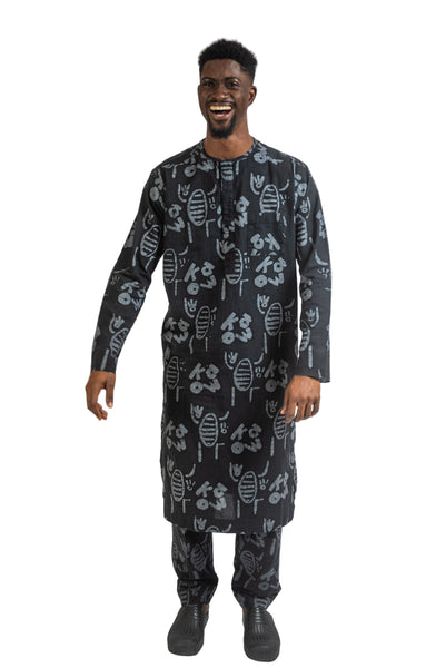 OTU Long Kaftan in Black and Grey