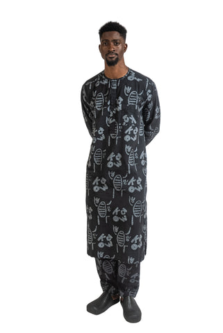 OTU Long Kaftan in Black and Grey