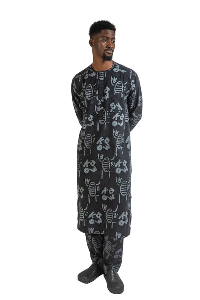 OTU Long Kaftan in Black and Grey
