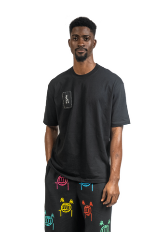 Monogram Patch Tshirt with Small Stick Figure