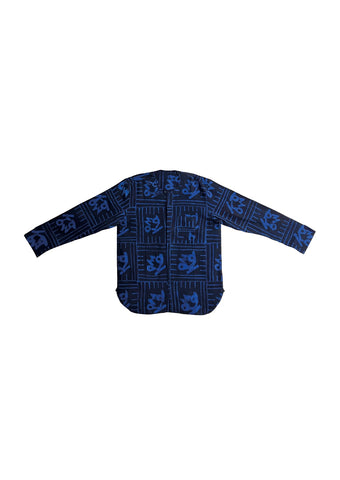 Long sleeve kowa collar shirt- Kilifi- Indigo and blue