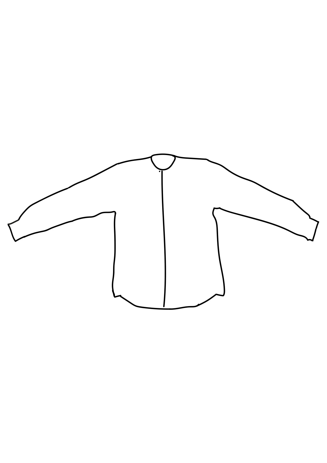 Long sleeve kowa collar shirt in linen- Indigo with stickman monogram detail
