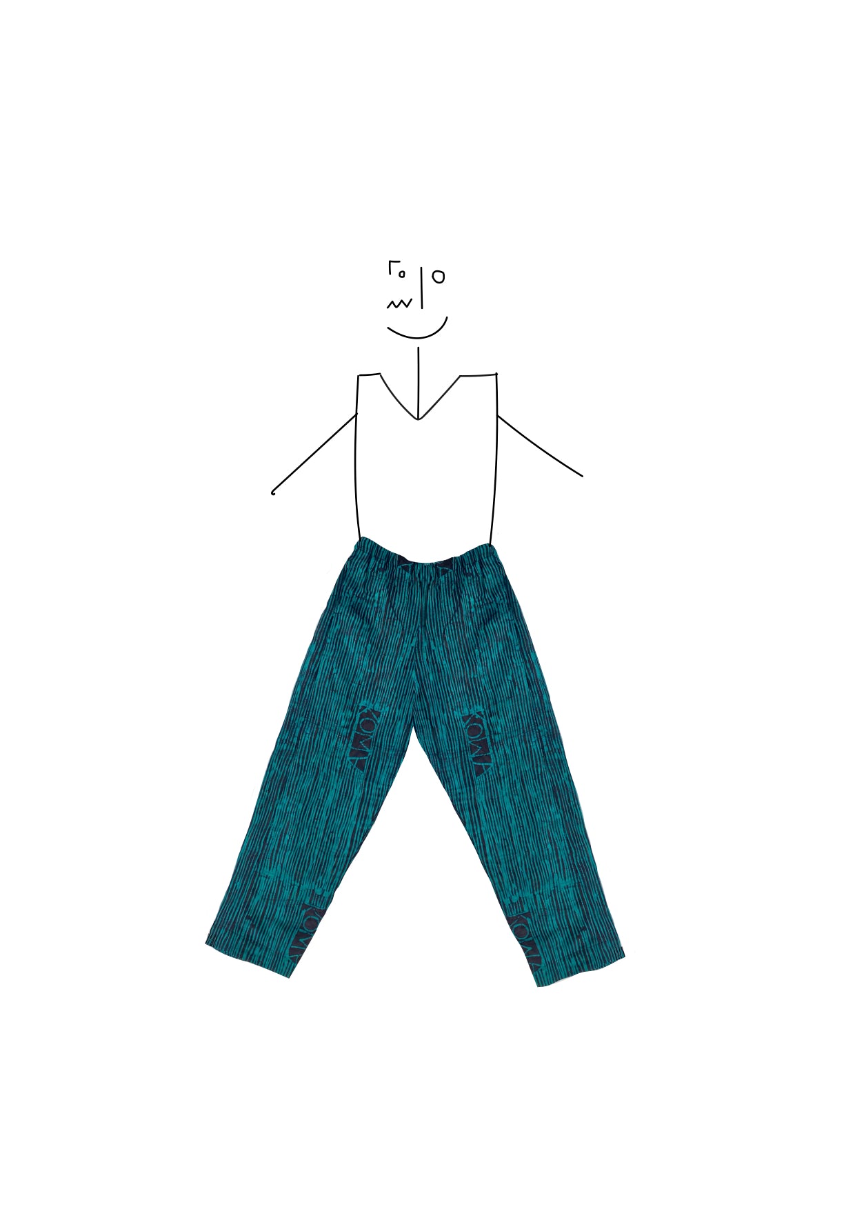 Trousers- Indigo and green kowa lines