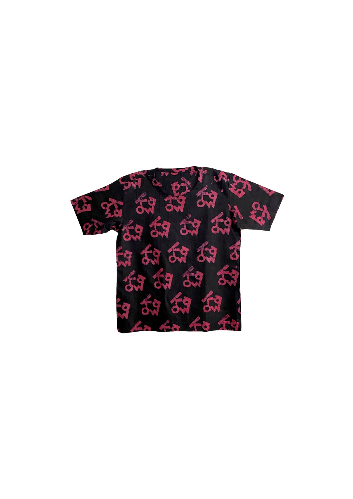 Structured Tshirt- Indigo and red kowa print