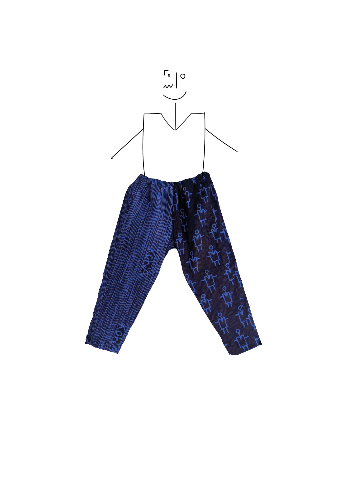Trousers-  Half and Half Indigo and light blue