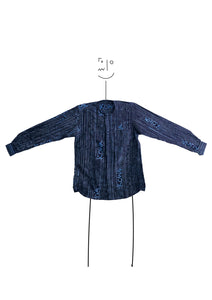 Long sleeve Kowa collar shirt- Indigo and blue kowa lines